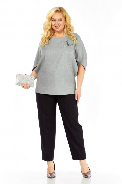 Блуза, брюки Элль-стиль 2436 серый_черный - фото 16