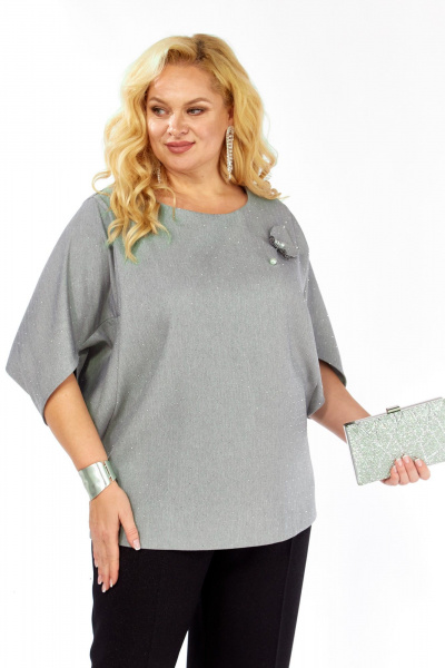 Блуза, брюки Элль-стиль 2436 серый_черный - фото 9