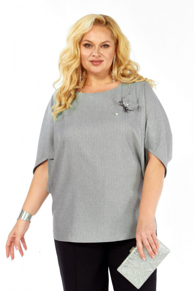 Блуза Элль-стиль 2436а серый - фото 9