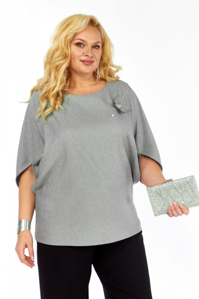 Блуза Элль-стиль 2436а серый - фото 6