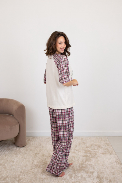 Брюки, майка Купалинка 40101G.158-164 к.ваниль,клетка - фото 2