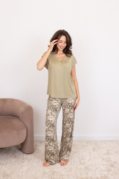 Брюки, майка Купалинка 698103.158-164 к.хаки,набивка - фото 1