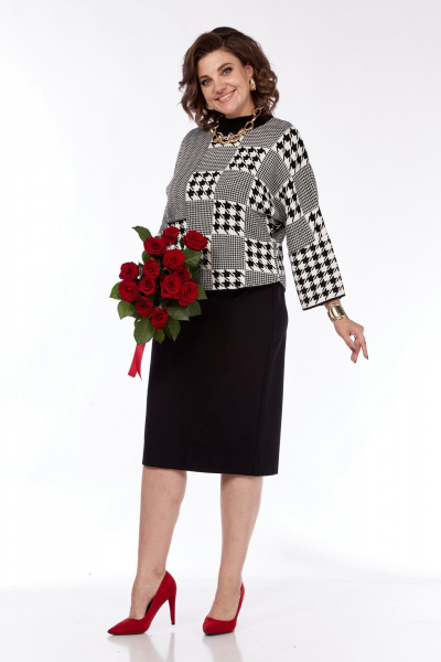 Джемпер, юбка Grace for you 237 черно-белый - фото 4