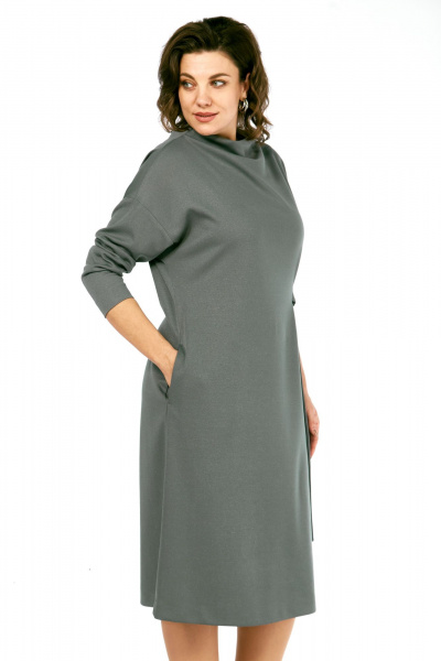 Платье Ольга Стиль С-976 серо-зеленый - фото 8