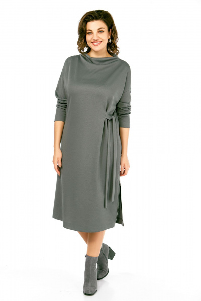 Платье Ольга Стиль С-976 серо-зеленый - фото 6