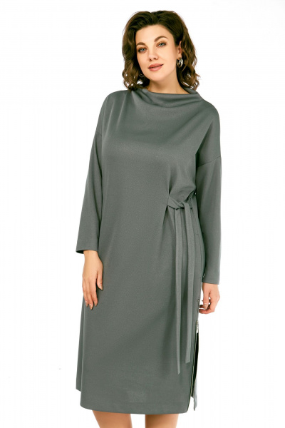 Платье Ольга Стиль С-976 серо-зеленый - фото 5