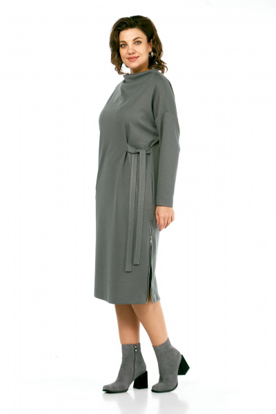 Платье Ольга Стиль С-976 серо-зеленый - фото 2