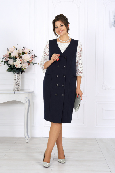 Сарафан Ninele 7443 темно-синий - фото 8