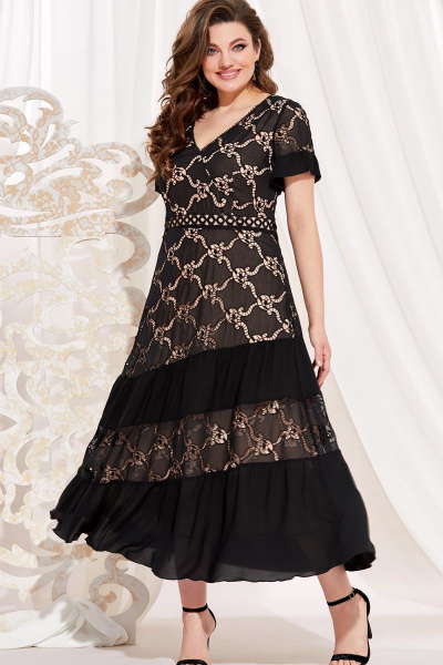 Платье Vittoria Queen 13773 черный-телесный - фото 1