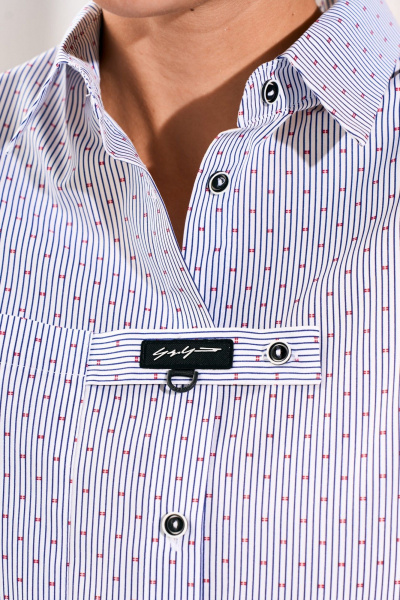 Рубашка Lissana 5037 бело-сине-красный - фото 5