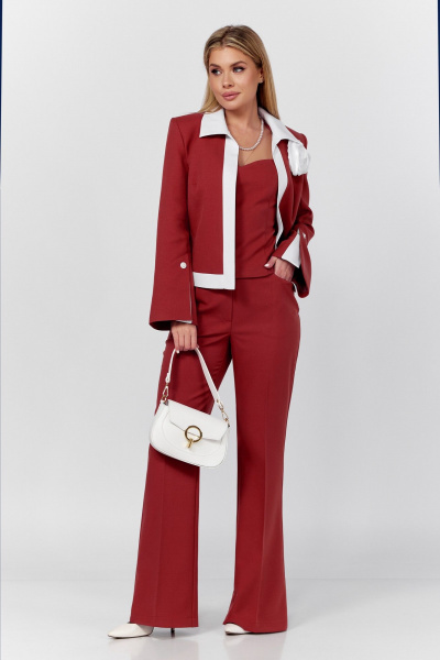 Брюки, жакет, топ DOGGI 2921 красный - фото 1