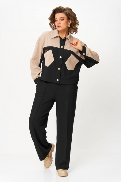 Брюки, жакет Karina deLux M-1398 черно-бежевый - фото 4