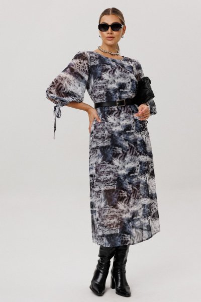 Платье Anelli 1733 леопардовый_серый - фото 9