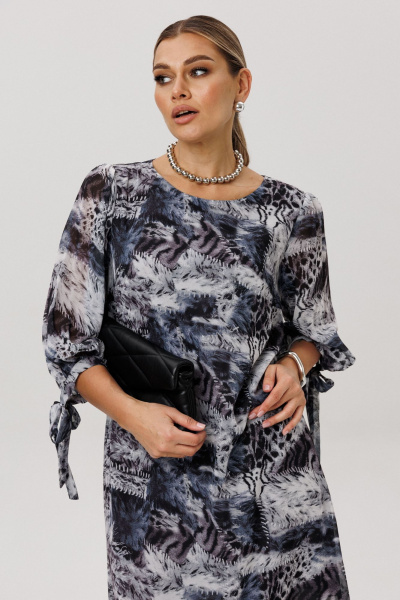 Платье Anelli 1733 леопардовый_серый - фото 3