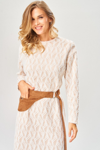 Платье Laikony L-573 бежевый - фото 3