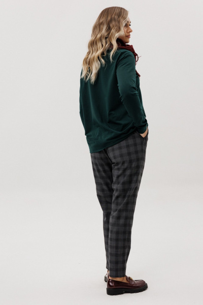 Брюки, джемпер Ma Vie М-711 серая_клетка_изумрудный - фото 7