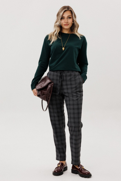Брюки, джемпер Ma Vie М-711 серая_клетка_изумрудный - фото 1
