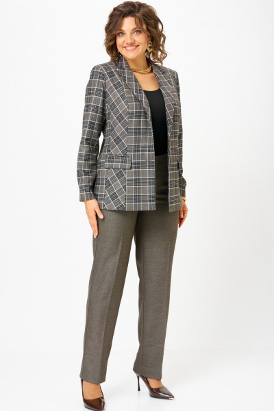 Жакет БелЭльСтиль 412-3_14_22 клетка_коричневая_ - фото 6