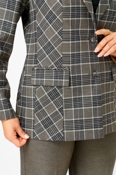 Жакет БелЭльСтиль 412-3_14_22 клетка_коричневая_ - фото 5
