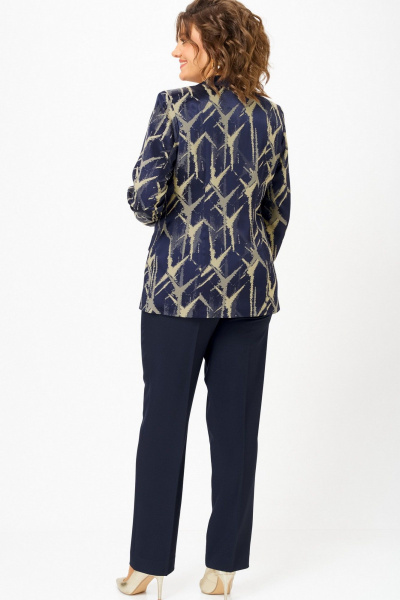 Брюки, жакет БелЭльСтиль 412-3_14_22+596-2_79_22 синий+золото - фото 7