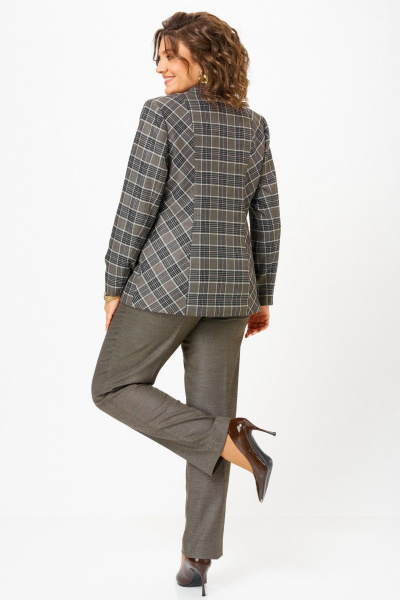 Брюки, жакет БелЭльСтиль 412-3_14_22+609-3_23_22 клетка+коричневый - фото 10