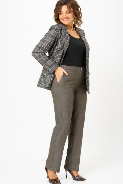 Брюки, жакет БелЭльСтиль 412-3_14_22+609-3_23_22 клетка+коричневый - фото 8