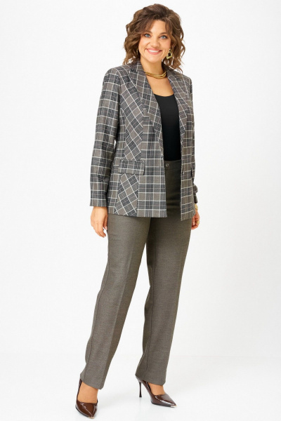Брюки, жакет БелЭльСтиль 412-3_14_22+609-3_23_22 клетка+коричневый - фото 5