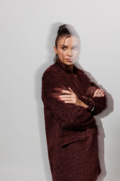 Пальто Mislana 1148 бордовый - фото 14