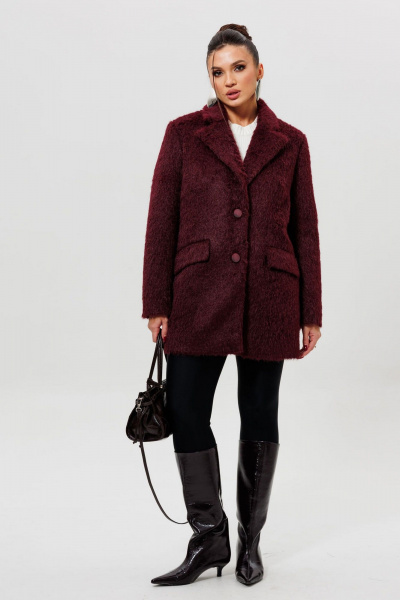 Пальто Mislana 1148 бордовый - фото 4