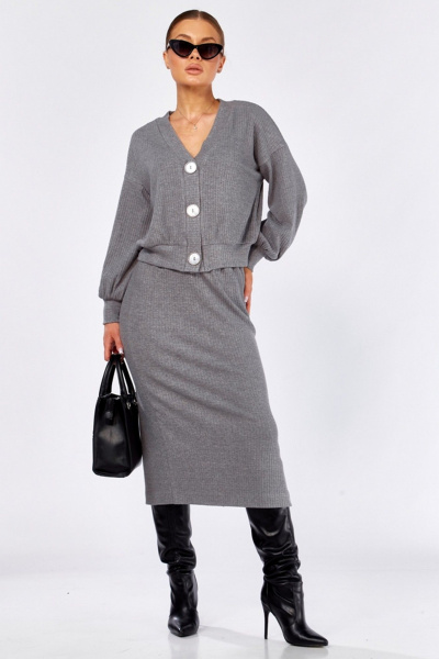 Джемпер, юбка Faufilure С1552 серый - фото 2