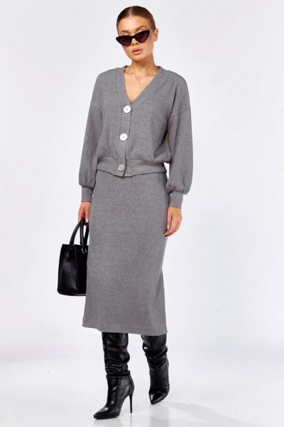 Джемпер, юбка Faufilure С1552 серый - фото 1