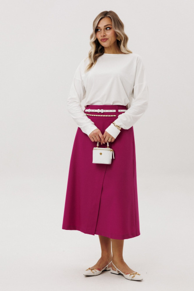 Джемпер, юбка Ma Vie М-722 белый_и_фуксия - фото 8
