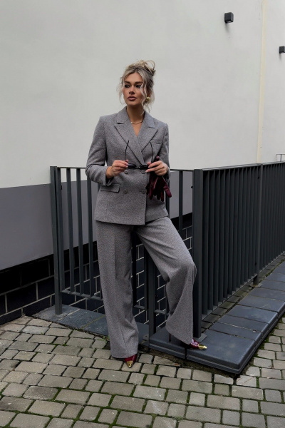 Брюки DNM 040 мелкий_квадратик_серо-бежевый - фото 4