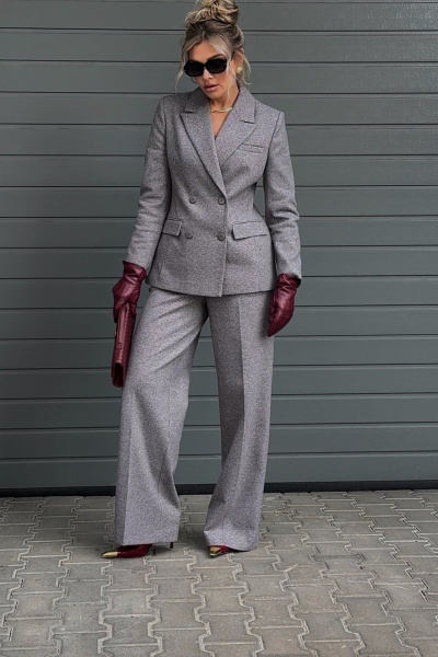 Жакет DNM 041 мелкий_квадратик_серо-бежевый - фото 2