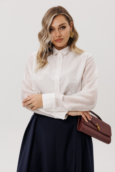 Рубашка, юбка Ma Vie М-723 белый_и_синий - фото 4