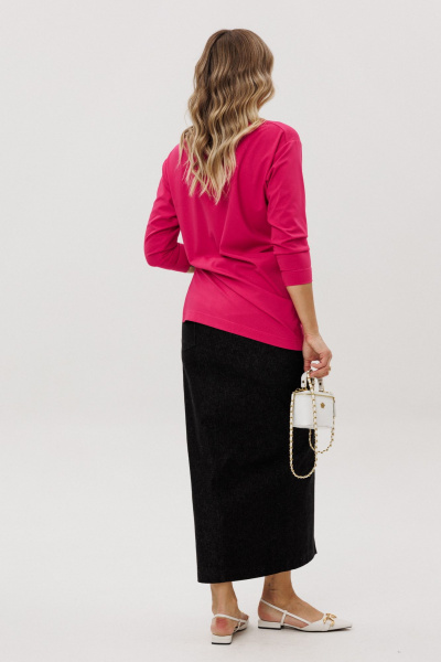 Джемпер, юбка Ma Vie М-725 малиновый_и_черный - фото 11