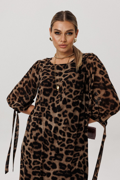Платье Anelli 1733 коричневый_леопард - фото 4