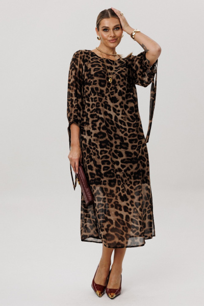 Платье Anelli 1733 коричневый_леопард - фото 1