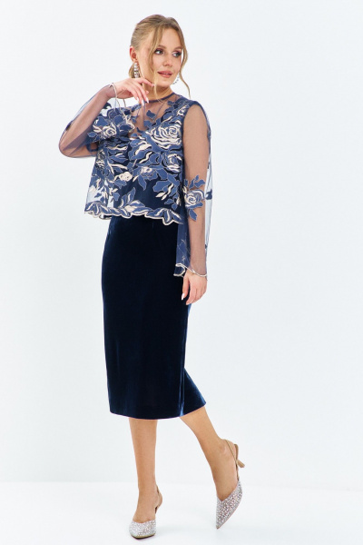 Блуза, платье Euromoda 660 синий - фото 1