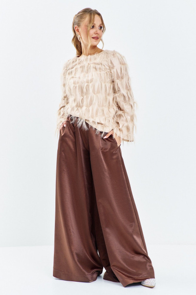 Брюки, джемпер Euromoda 663 беж/коричневый - фото 2