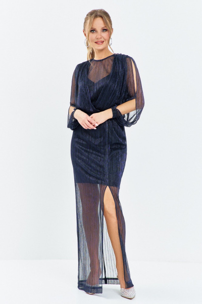 Платье Euromoda 665 синий - фото 2