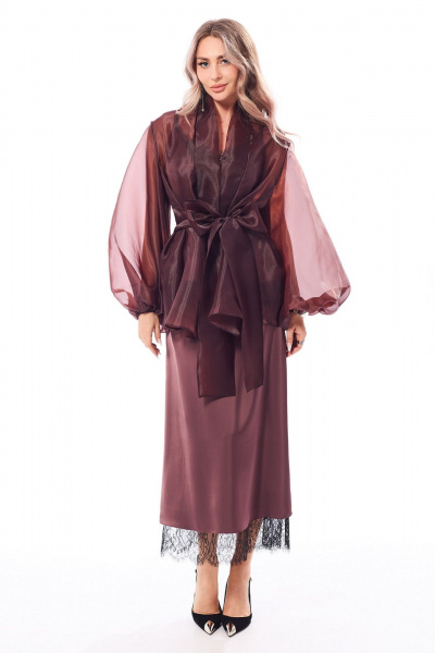 Блуза, пояс Golden Valley 2360 коричневый - фото 1