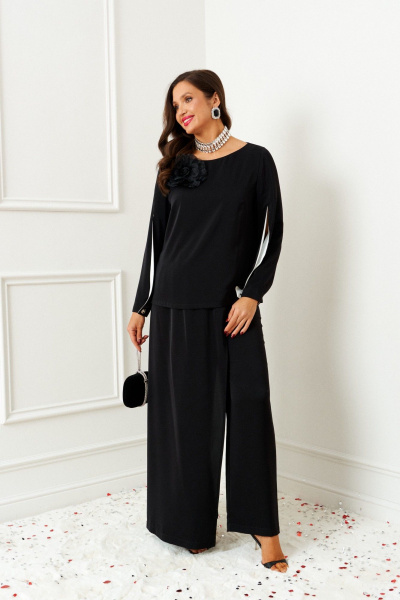 Блуза, брюки Beautiful&Free 6386 черный_с_молоком - фото 6