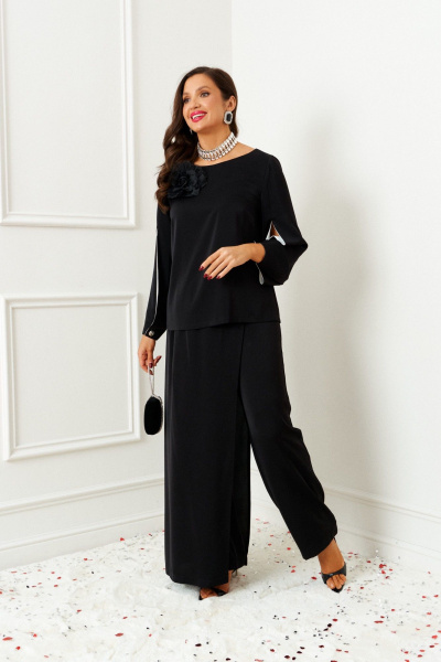 Блуза, брюки Beautiful&Free 6386 черный_с_молоком - фото 5