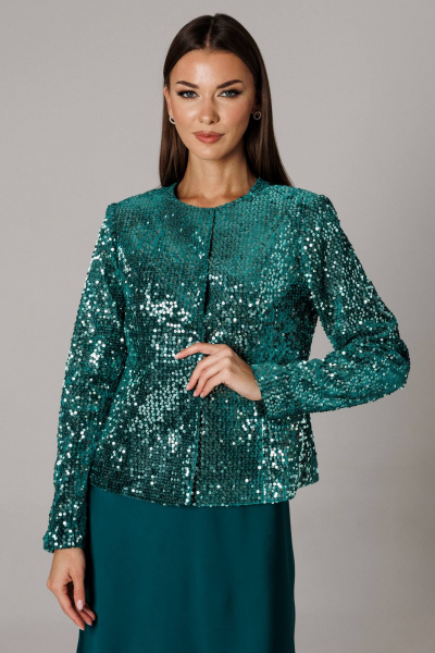 Жакет, платье Ларс Стиль 1158 изумрудный - фото 3