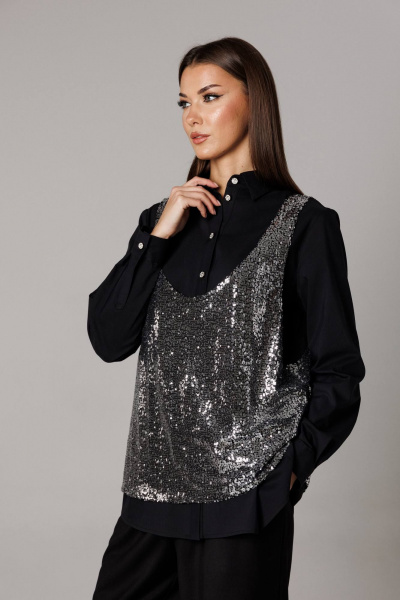 Блуза, брюки, майка Ларс Стиль 1167 черный - фото 4