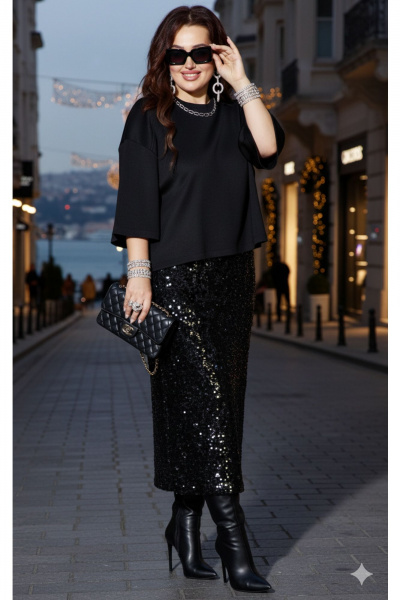 Блуза, юбка Vittoria Queen 26243 черный - фото 8