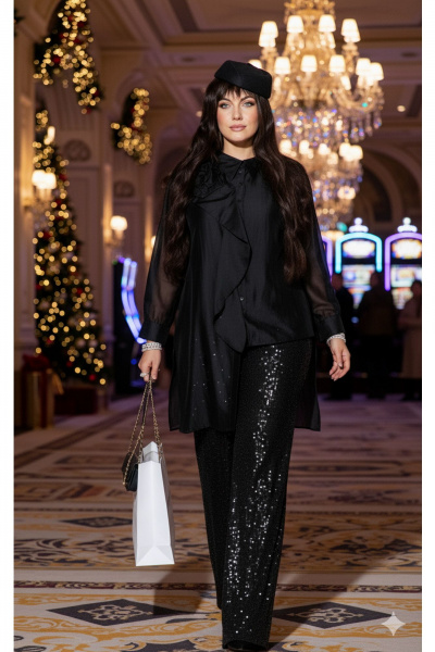 Блуза, брюки, топ Vittoria Queen 26853 черный - фото 1