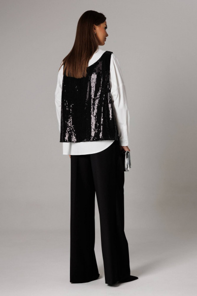 Блуза, брюки, майка Ларс Стиль 1169 черный,белый - фото 2