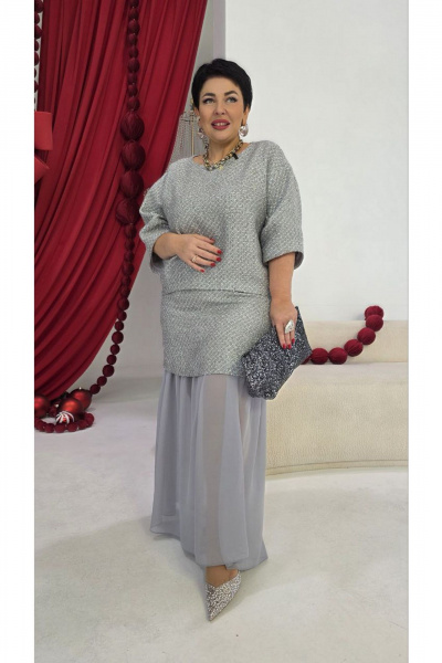 Блуза, юбка Vittoria Queen 27573/1 серебристо-серый - фото 7